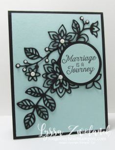 Wedding card created by Lyssa using the Flourish Thinlits and Flourishing Phrases stamp set