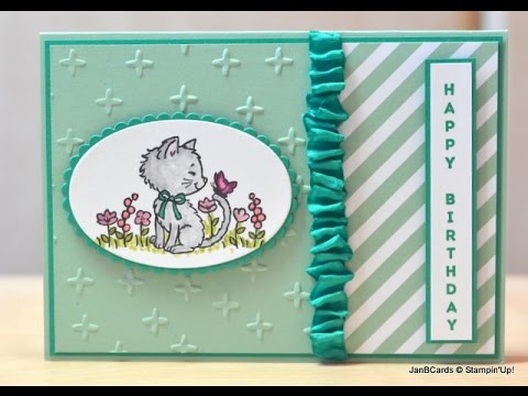 No.185 – Pretty Kitty Gathered Ruched Ribbon – JanB UK Stampin’ Up! Demonstrator Independent – YouTube