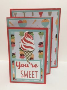 4 Fold Panel Card; Cool Treats Stamp Set; Frozen Treats Framelits Dies; Birthday Cards