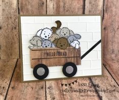 Darling card using a greeting from Wood Words by Lorri Heiling