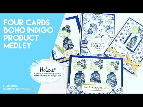 Four Different Cards Feat. Stampin’ Up! Boho Indigo Medley Unboxing. – YouTube