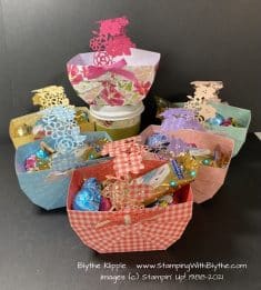 Easy cute plate side Easter Baskets created from 6″ x 6″ DSP (I used mostly pastel R ...