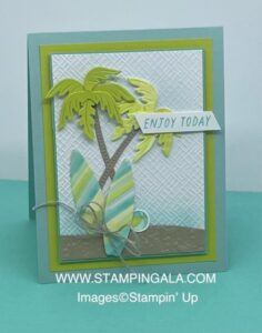 Birthday cards and treat holder created with Stampin’ Up’s! Beach Day by Julie Gilson.